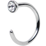20G 1/4 Clear Gem Stainless Steel Nose Hoop
