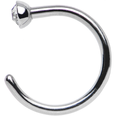 20G 1/4 Clear Gem Stainless Steel Nose Hoop