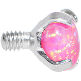 14G 4mm Faux Pink Prong Set Opal Titanium Dermal Top