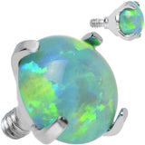 14G 5mm Faux Green Prong Set Opal Titanium Dermal Top