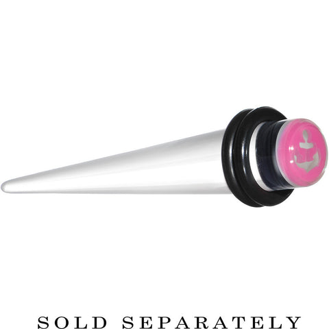 0G Clear Pink Acrylic Set Sail Nautical Anchor Taper