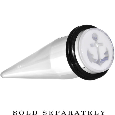 9/16 Clear White Acrylic Set Sail Nautical Anchor Taper