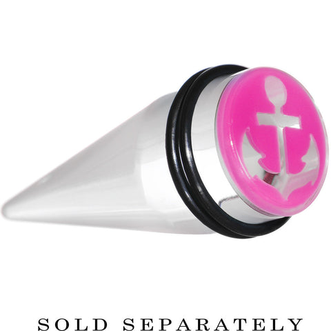 18mm Clear Pink Acrylic Set Sail Nautical Anchor Taper