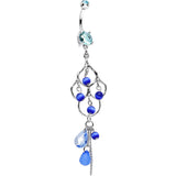 Blue Double Gem Baroness Katrina Chandelier Belly Ring