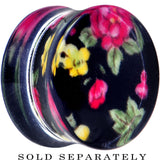 20mm Acrylic Black Multicolored Old Fashioned Flowers Saddle Plug