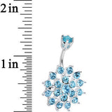 925 Sterling Silver Aqua CZ Sparkling Nettle Flower Belly Ring