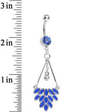 Blue Gem Caribbean Breeze Ladies Fan Dangle Belly Ring