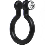 Clear Gem Black Bioplast Clip On Non-Pierced Fake Nose Ring Hoop