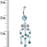 Aqua Gem Bow Tie Decorative Hollow Heart Dangle Belly Ring