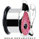 9/16 Pink Glitter Festive Owl Single Flare Steel Plug