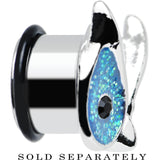 9/16 Aqua Glitter Festive Owl Single Flare Steel Plug