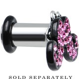 4G Pink Gem Paved Fancy Mustache Single Flare Steel Plug