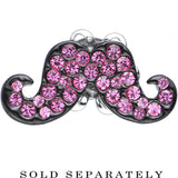 4G Pink Gem Paved Fancy Mustache Single Flare Steel Plug