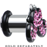 2G Pink Gem Paved Fancy Mustache Single Flare Steel Plug