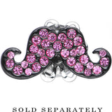 2G Pink Gem Paved Fancy Mustache Single Flare Steel Plug