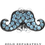 2G Aqua Gem Paved Fancy Mustache Single Flare Steel Plug