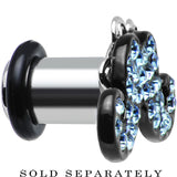2G Aqua Gem Paved Fancy Mustache Single Flare Steel Plug