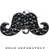 4G Black Gem Paved Fancy Mustache Single Flare Steel Plug