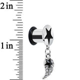 0G Clear Gem Angel Wing and Black Star Single Flare Dangle Plug