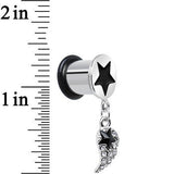 00G Clear Gem Angel Wing and Black Star Single Flare Dangle Plug