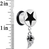 1/2 Clear Gem Angel Wing and Black Star Single Flare Dangle Plug