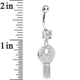 925 Sterling Silver Clear Gem Dream Car Key Dangle Belly Ring