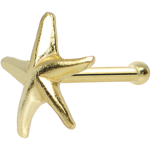 22G 925 Sterling Silver Gold Plated Ocean Starfish Nose Bone