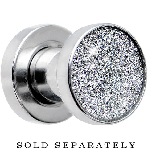 4G Stainless Steel Silver Sugar Glitter Screw Fit Plug