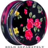24mm Acrylic Black Multicolored Old Fashioned Flowers Saddle Plug