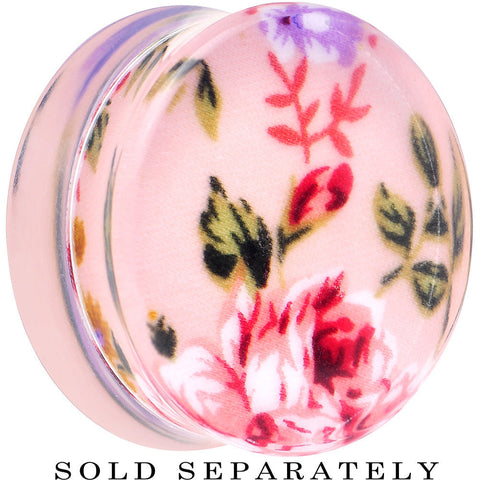 30mm Acrylic Pink Grandma's Wallpaper Flowered Saddle Plug
