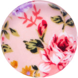 30mm Acrylic Pink Grandma's Wallpaper Flowered Saddle Plug