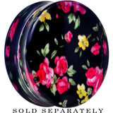 34mm Acrylic Black Multicolored Old Fashioned Flowers Saddle Plug
