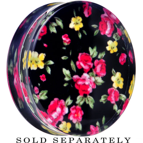 42mm Acrylic Black Multicolored Old Fashioned Flowers Saddle Plug