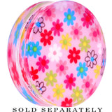 44mm Acrylic Pink Multicolored Flower Power Saddle Plug