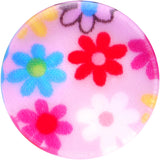 18mm Acrylic Pink Multicolored Flower Power Saddle Plug