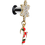 2G Snowflake and Candy Cane Christmas Single Flare Dangle Plug
