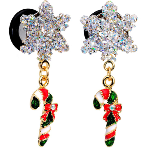 0G Snowflake and Candy Cane Christmas Single Flare Dangle Plug Set