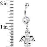 Clear Cubic Zirconia Bowling with My Angel Dangle Belly Ring