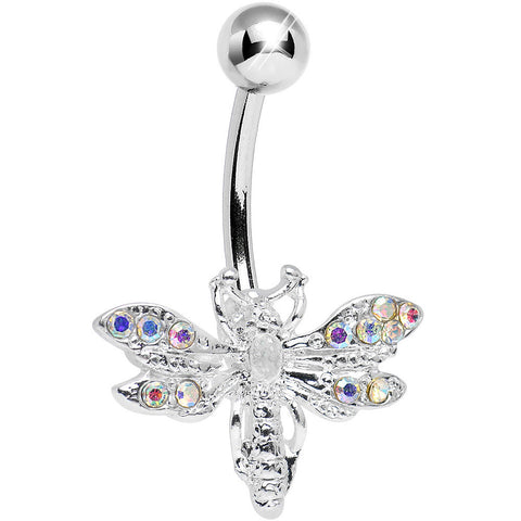Aurora Gem Flashy Flying Dragonfly Belly Ring