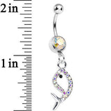 Aurora Gem Companion of Neptune Fish Dangle Belly Ring