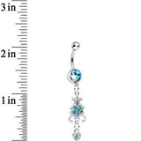 Aqua Gem Sparkling Fleur De Lock Dangle Belly Ring