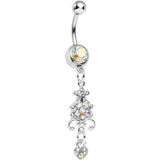 Aurora Gem Sparkling Fleur De Lock Dangle Belly Ring