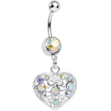 Aurora Gem Lacy Heirloom Heart Dangle Belly Ring