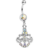 Aurora Gem Shimmering Divine Fan Dangle Belly Ring