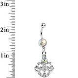 Aurora Gem Shimmering Divine Fan Dangle Belly Ring