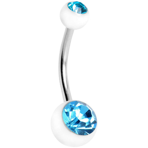 Aqua Cubic Zirconia Clear Acrylic Dual Dazzle Belly Ring