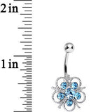 Aqua Cubic Zirconia Flamboyant Flower Belly Ring