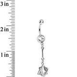 Clear Cubic Zirconia Glamorous Pyramid Dangle Belly Ring
