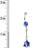 Blue Cubic Zirconia Glamorous Pyramid Dangle Belly Ring
