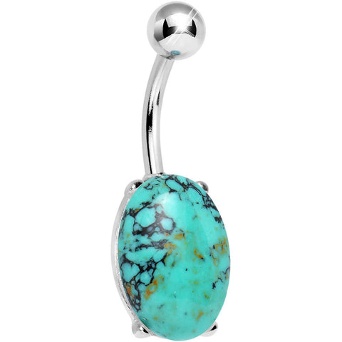 Aqua Turquoise Elliptical Belly Ring